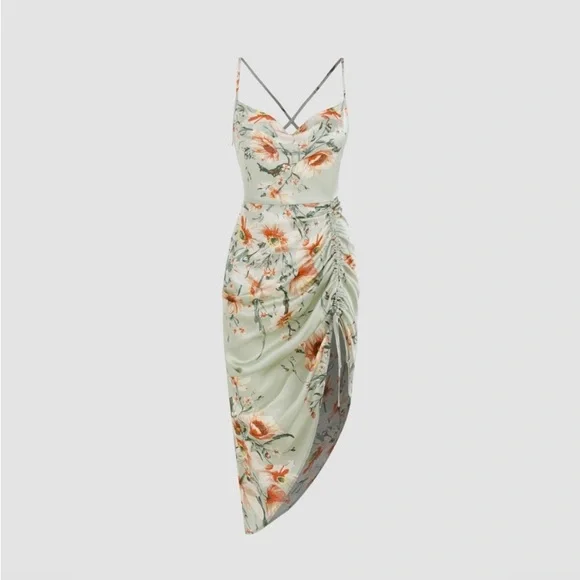 Cider | Dresses | Cider Nwt Free Romantic Floral Satin Ruched Midi Dress | Poshmark Cider | Dresses | Cider Nwt Free Romantic Floral Satin Ruched Midi Dress | Poshmark